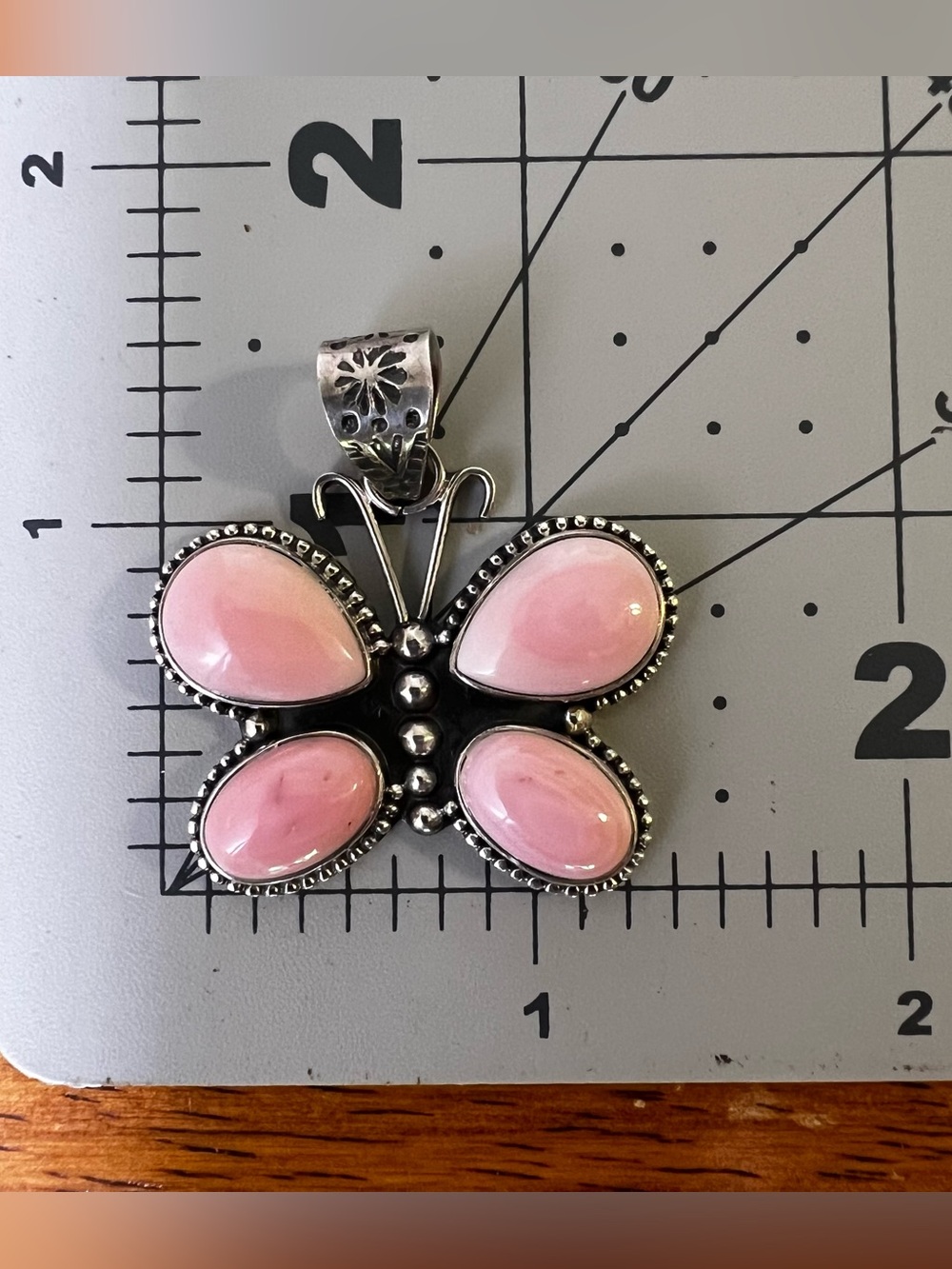 Pink Queen Conch Butterfly Pendant Sterling Silver Southwestern - Picture 9 of 11